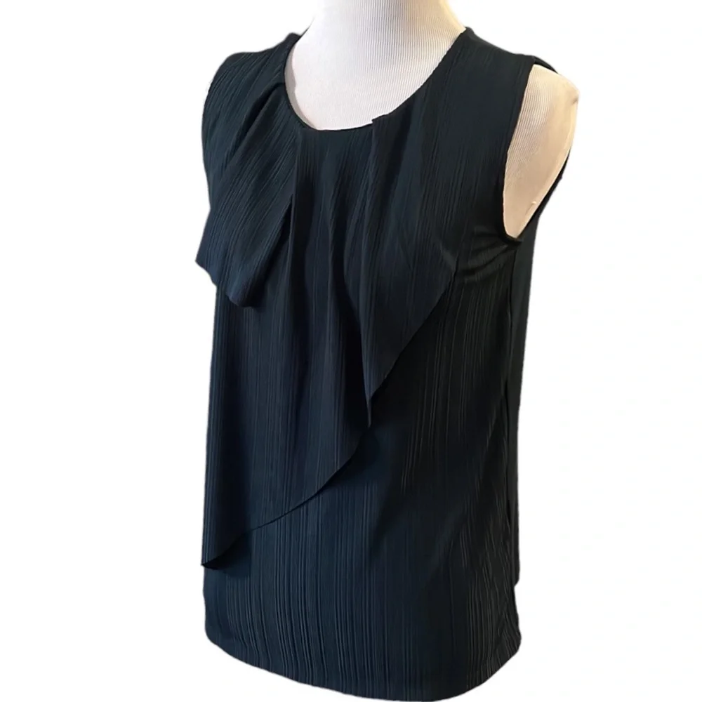 BANANA REPUBLIC SLEEVELESS LAYERED FRONT TOP DARK GREEN SIZE XS